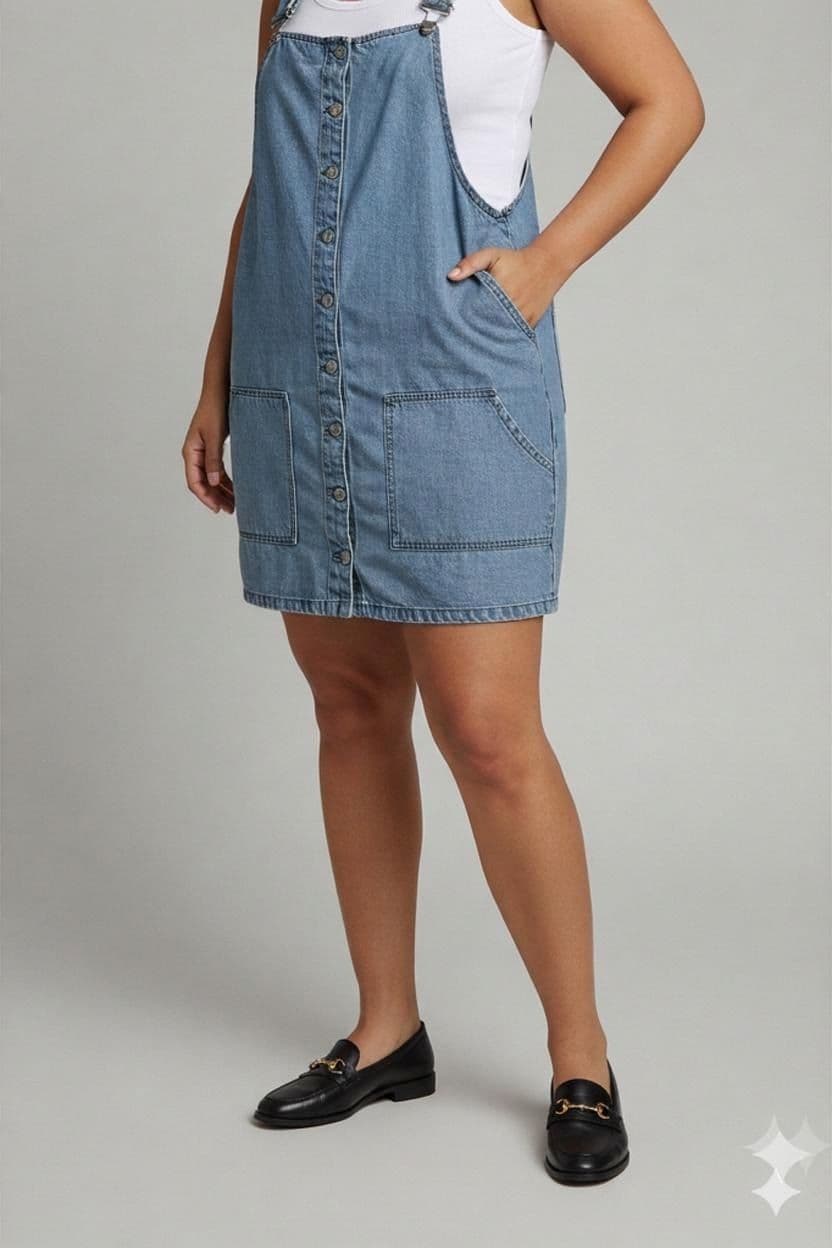 Denim Co. Light Blue Pinafore Dress - Size 46 EUR