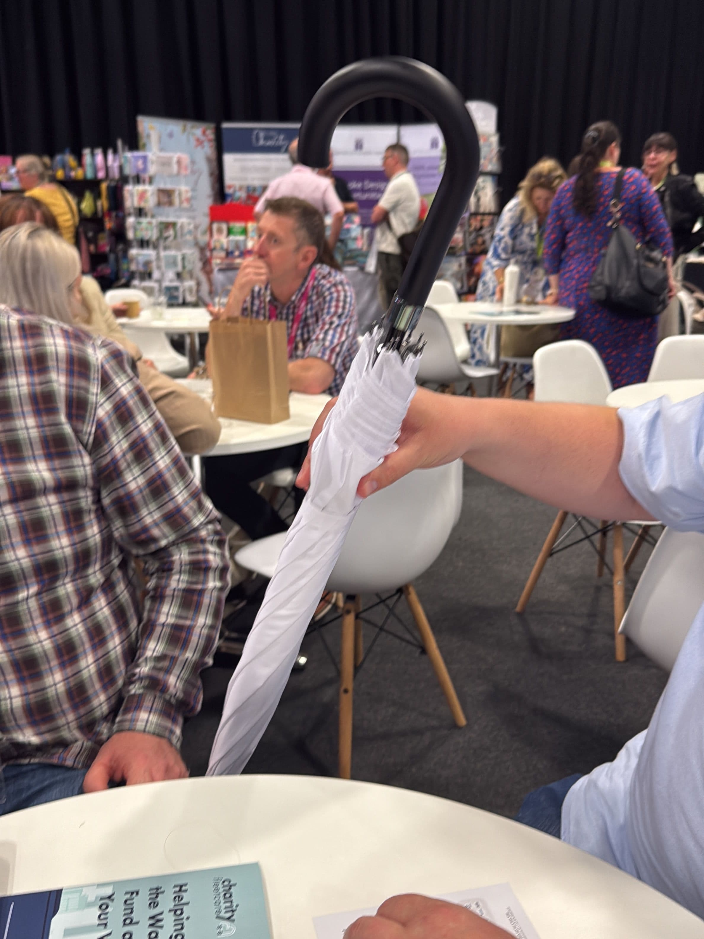 White and Black Classic Hook Handle Umbrella 1