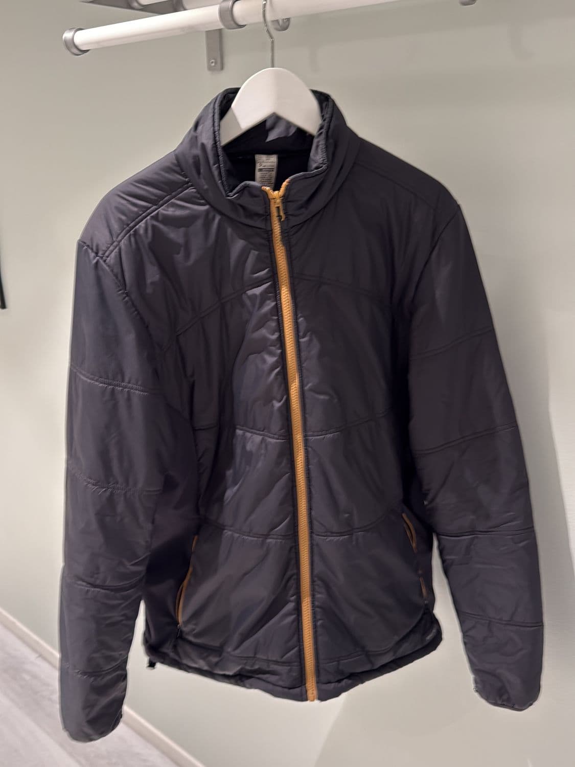 Decathlon Black Padded Jacket with Orange Zip - Size XL 1