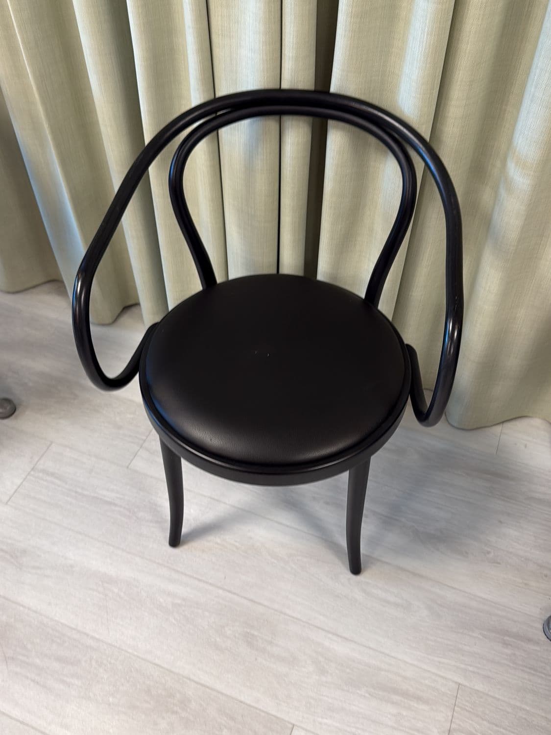 Black Bentwood Dining Chair with Leather Seat 2