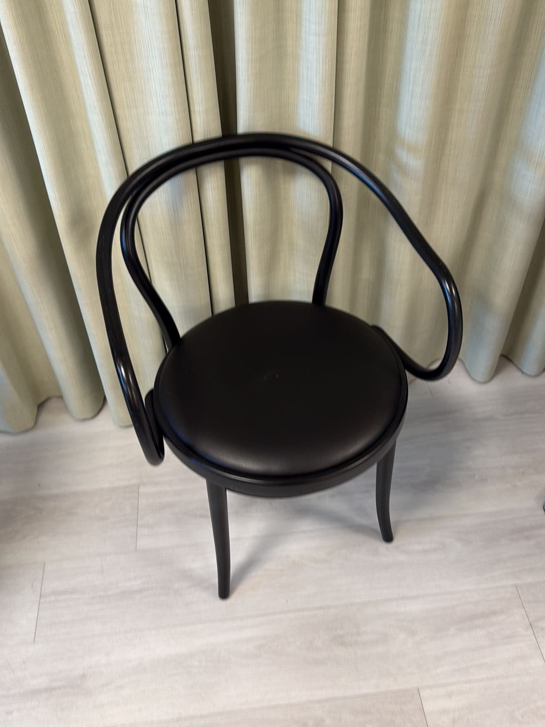 Black Bentwood Armchair with Leather Seat - Vintage Style Dining Chair 1