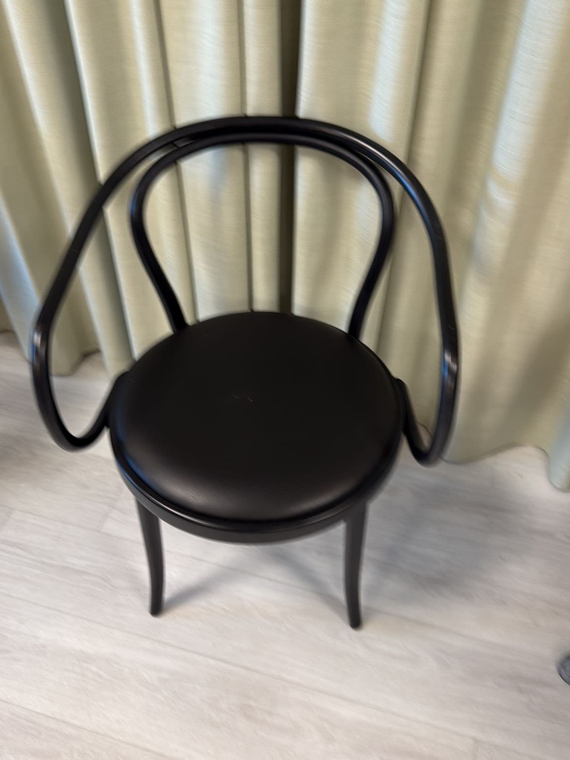 Black Bentwood Armchair with Leather Seat - Vintage Style Dining Chair 2