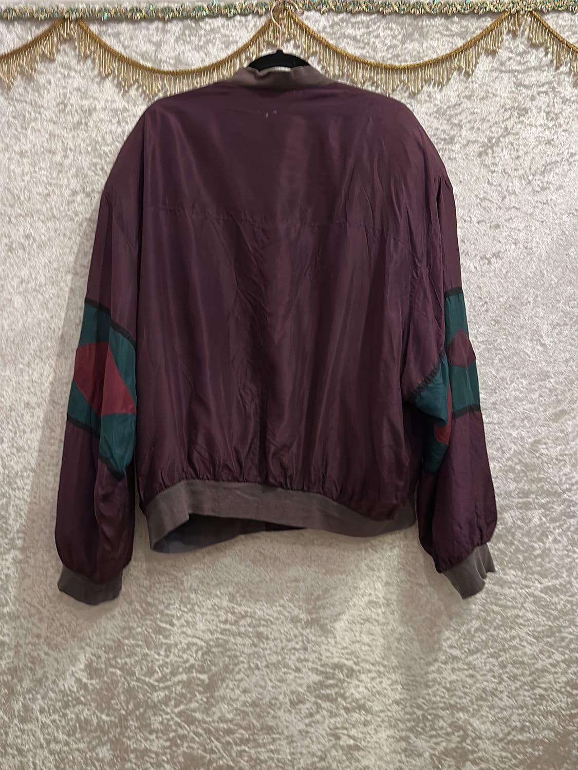 Vintage 100% Silk Bomber Jacket - Colorblock Geometric Pattern 3