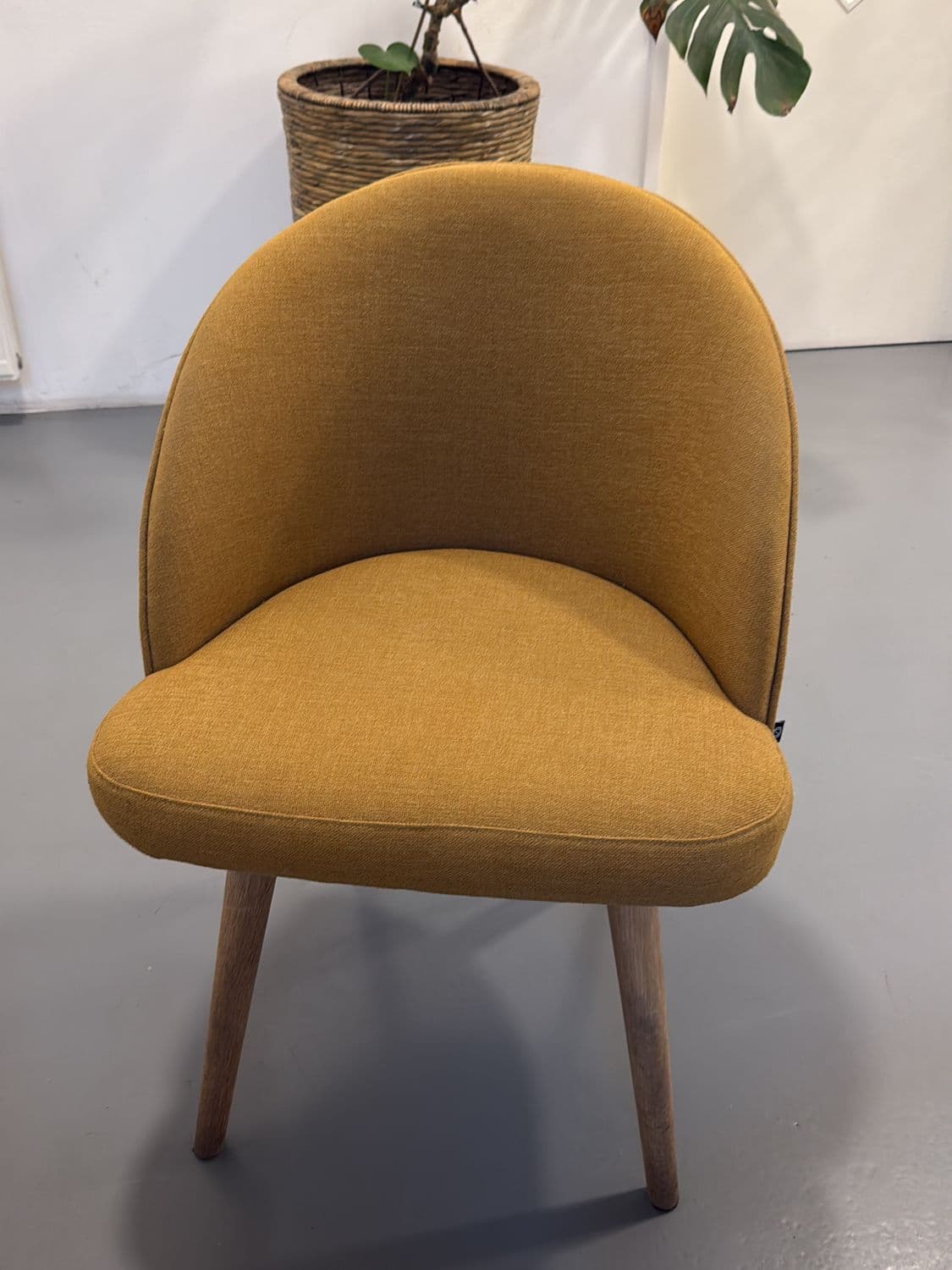 Stylish Mustard Yellow Accent Chair with Wooden Legs 1