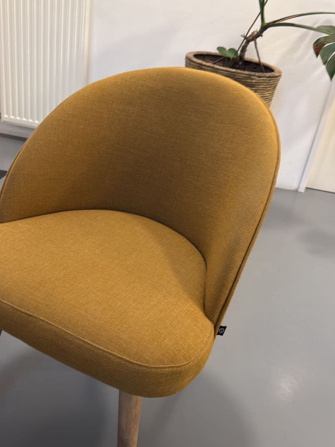 Stylish Mustard Yellow Accent Chair with Wooden Legs 2