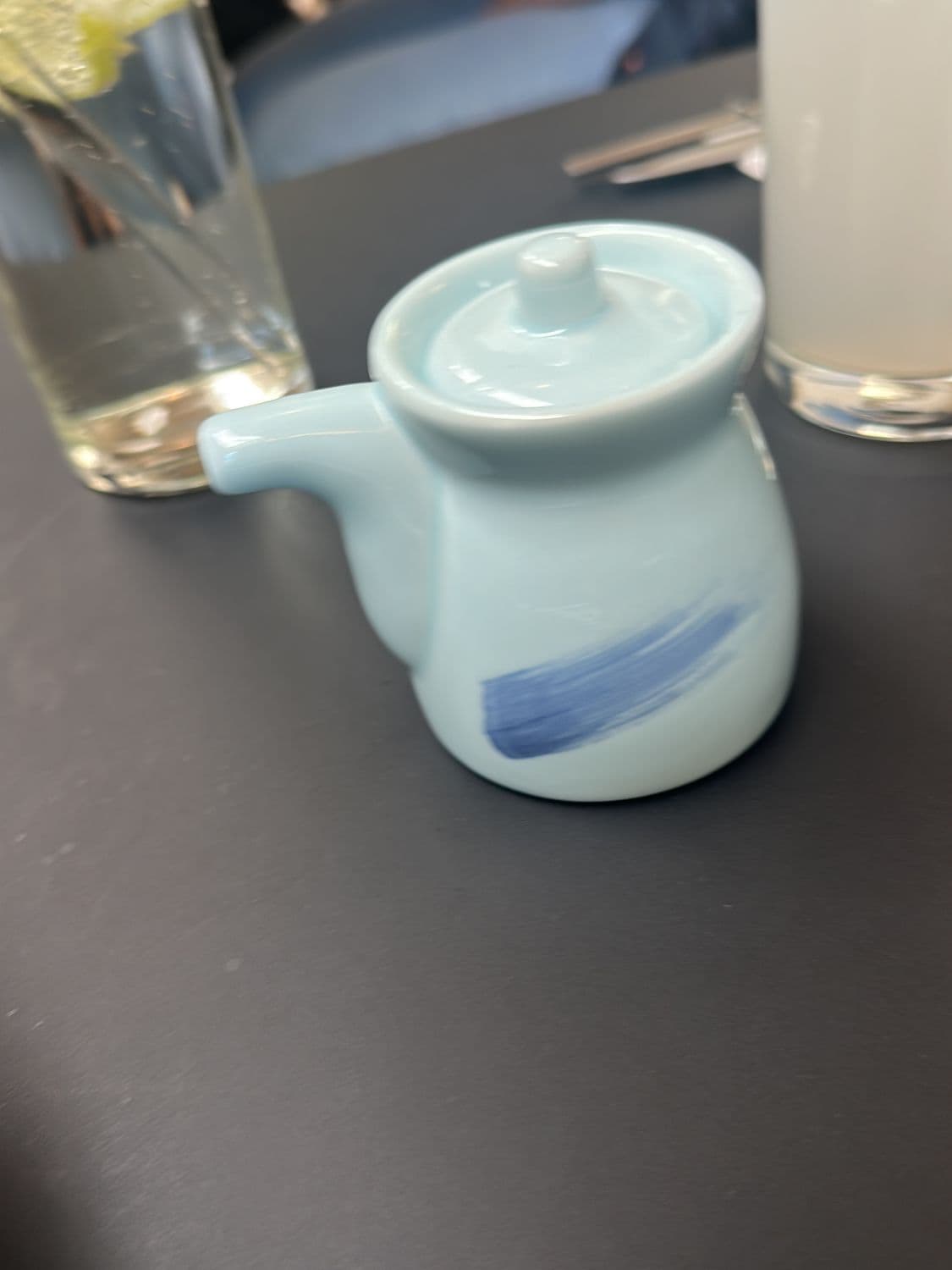 Ceramic Light Blue Soy Sauce Dispenser with Lid 1