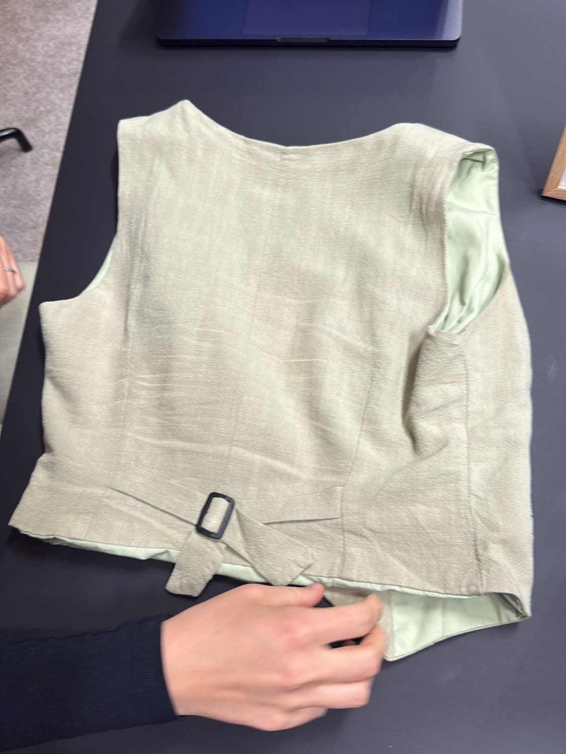 Beige Linen Vest with Mint Green Lining - Great 2