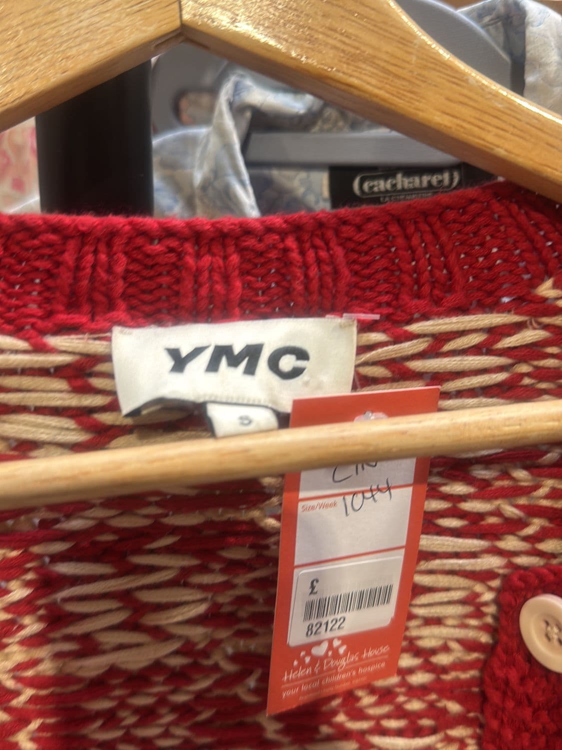 YMC Red & Beige Checkered Cardigan - Size S - New with Tags 2