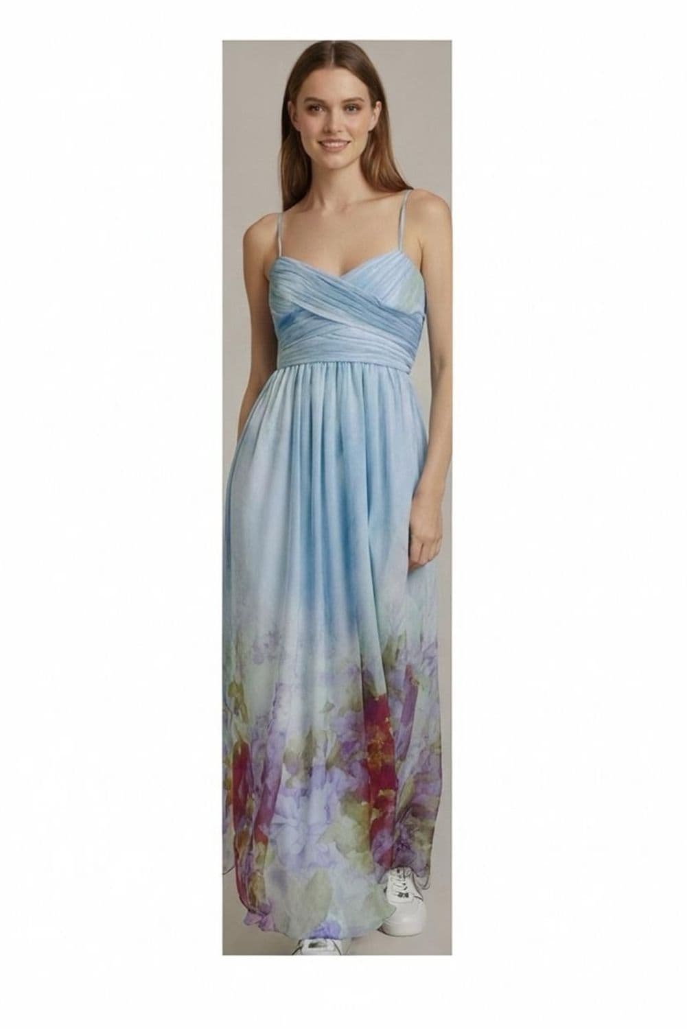 Aidan Mattox Blue Ombre Floral Maxi Dress with Silk Lining 1