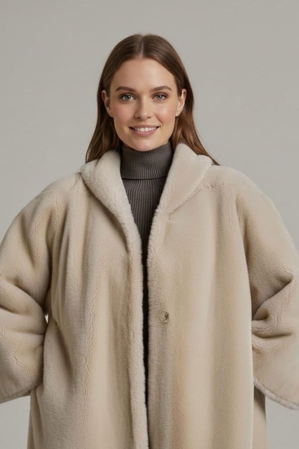 Vintage Apperance Paris Cream Faux Fur Coat - Size S 1