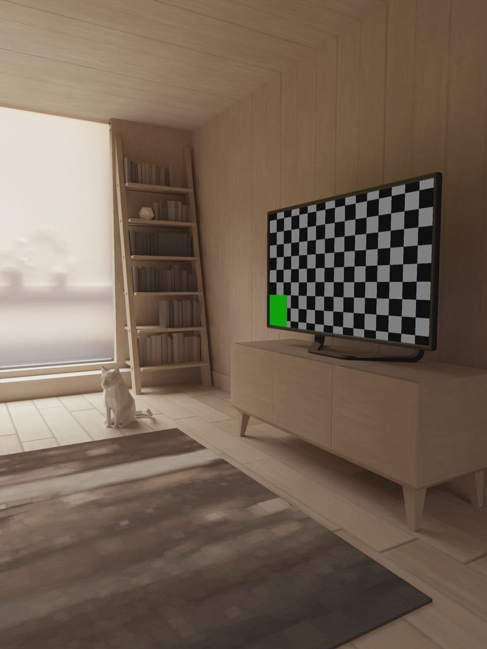 Modern Flat Screen TV with Stylish Wooden Media Console 1