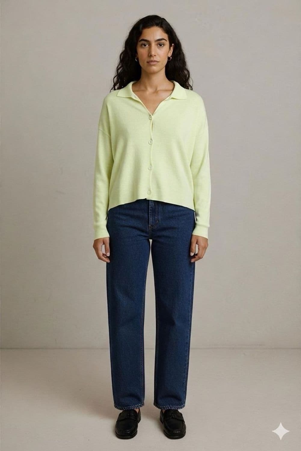 Zara Yellow Collared Button-Down Cardigan