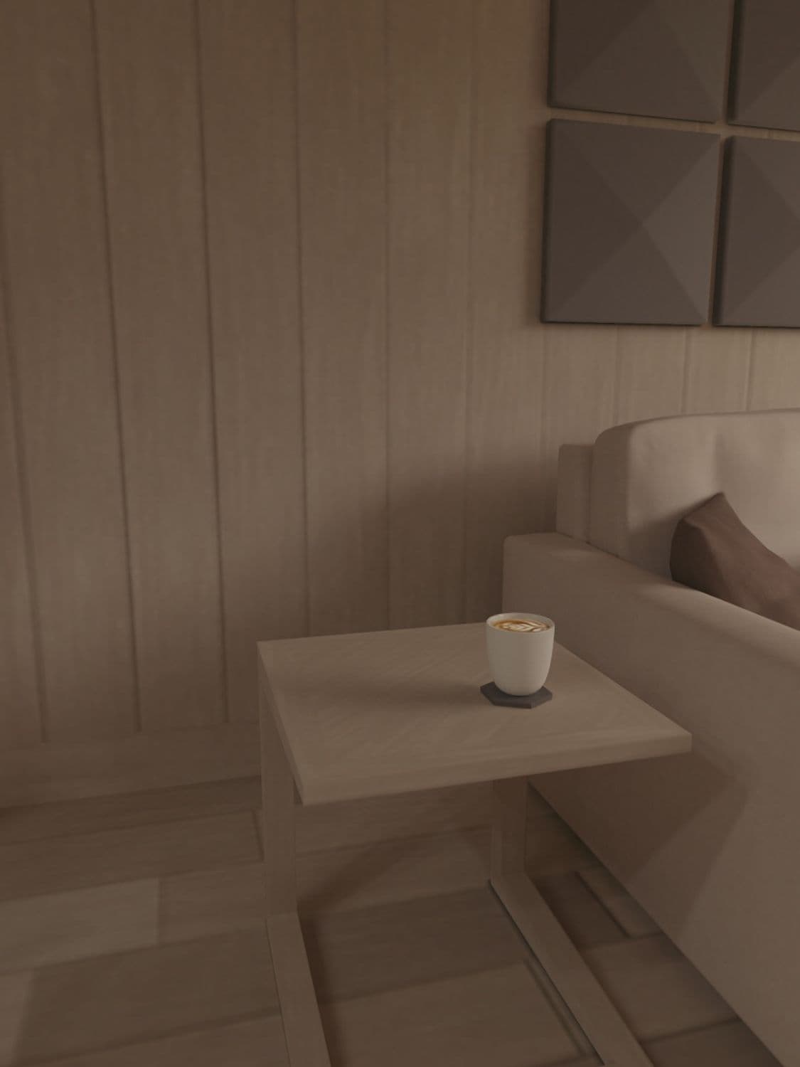 Beige Wooden Side Table