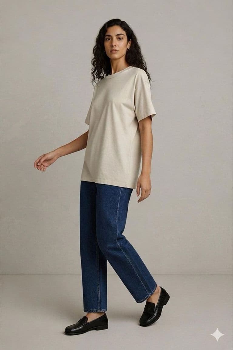 JAKE*S STUDIO Beige Crew Neck T-Shirt - Size S