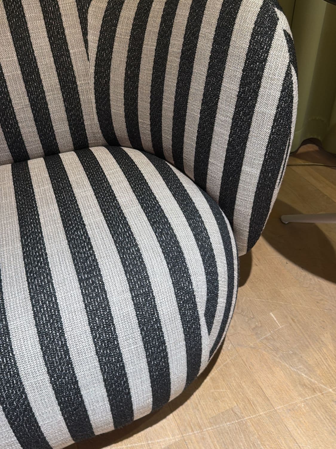Black and Beige Striped Upholstered Armchair 2