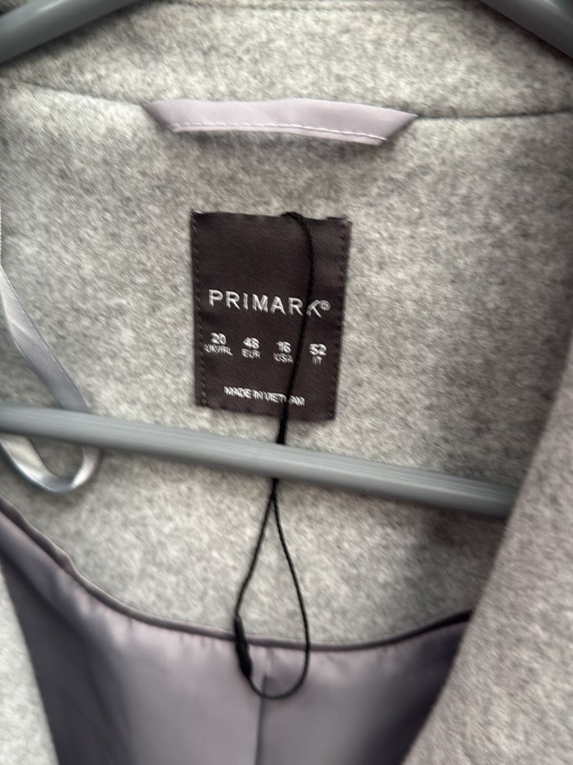 Primark Grey Wool Blend Tailored Coat - Size 20 UK 3