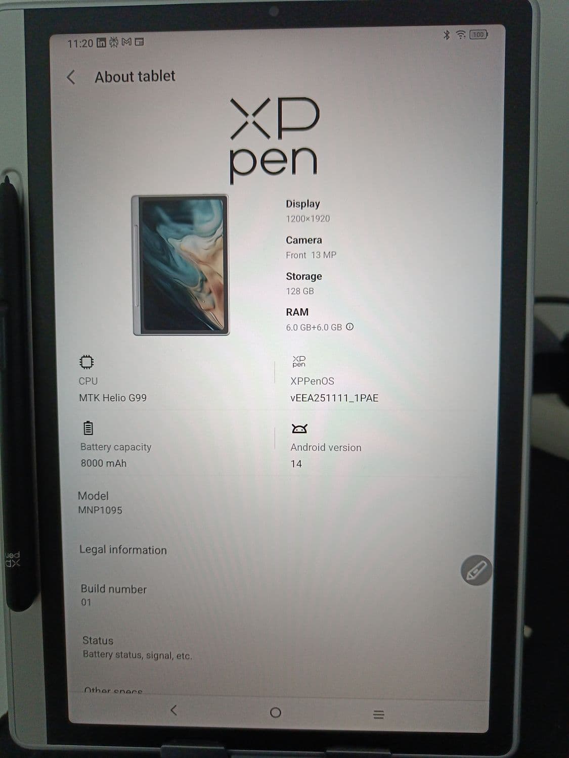 XP Pen MNP1095 Tablet 128GB with Stylus & Stand 2