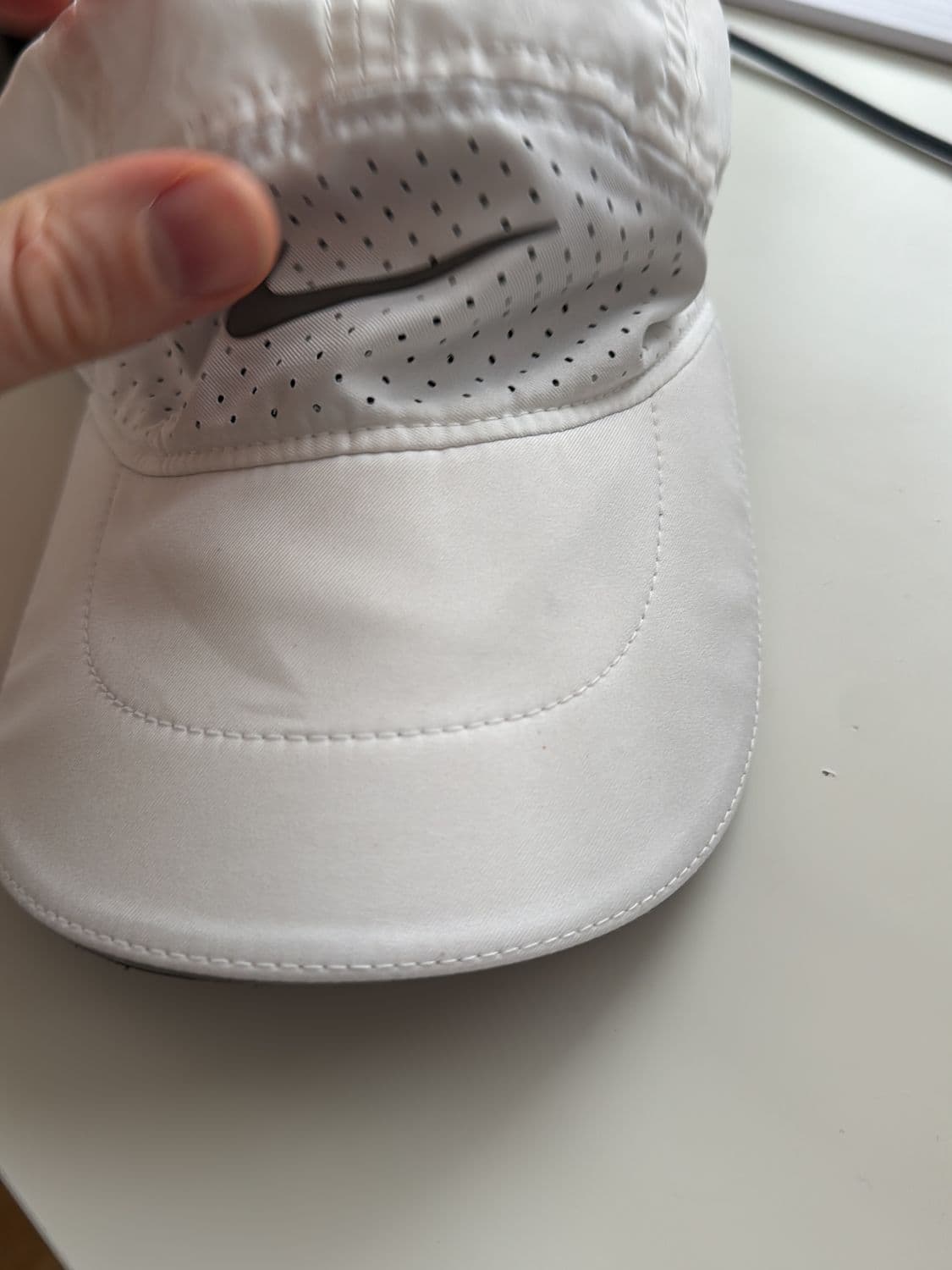 Nike Dri-FIT White Running Cap with Perforated Panels