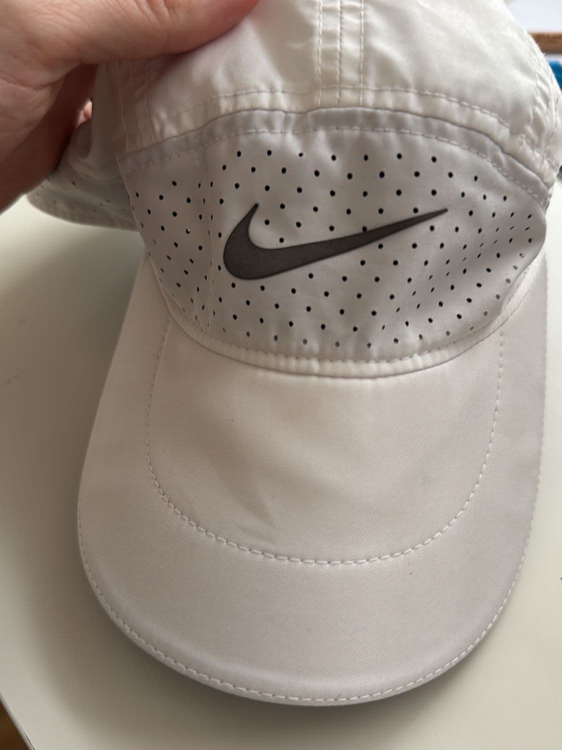 Nike Dri-FIT White Running Cap with Perforated Panels 2