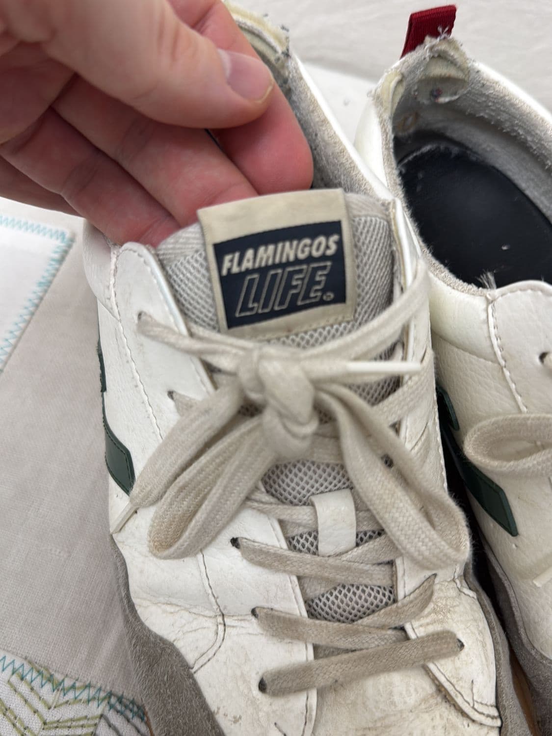 Flamingos Life White & Grey Suede Sneakers with Gum Sole