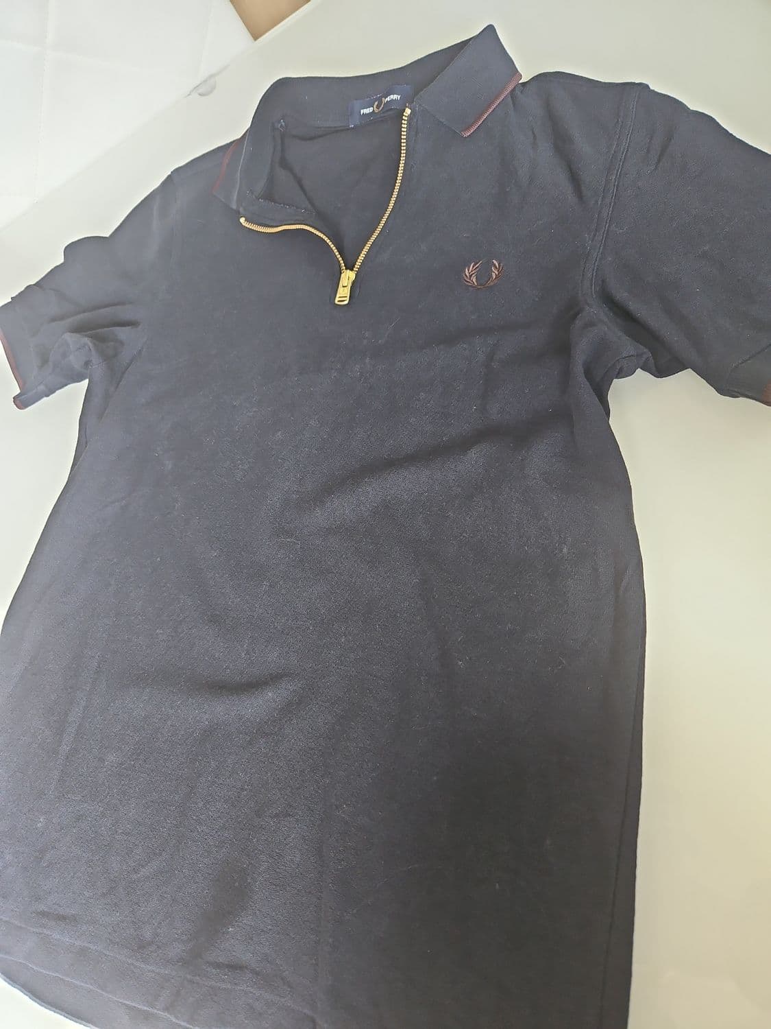 Fred Perry Black Quarter-Zip Polo Shirt