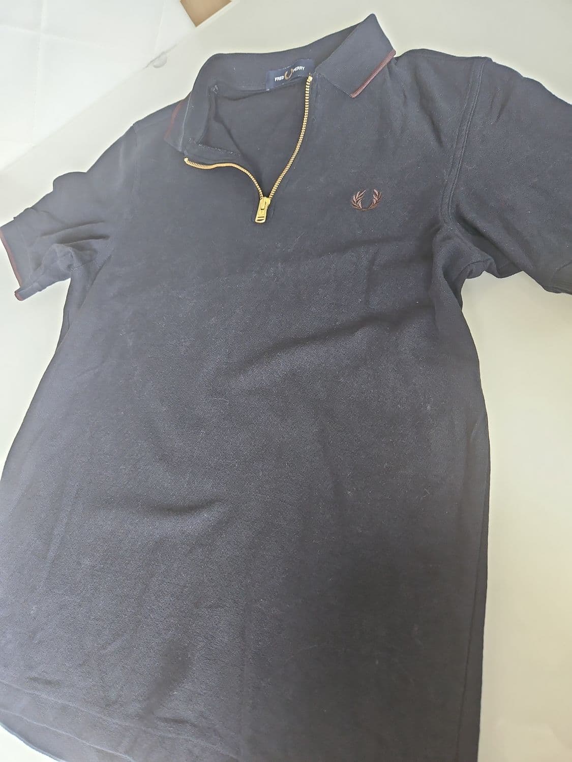 Fred Perry Black Quarter-Zip Polo Shirt 2