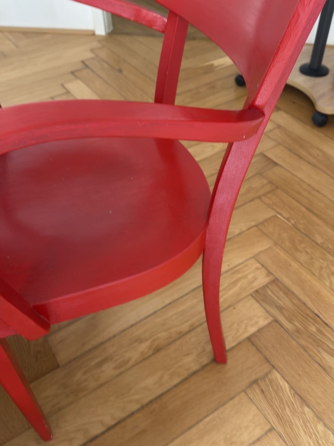 Red Wooden Armchair with Backrest 2