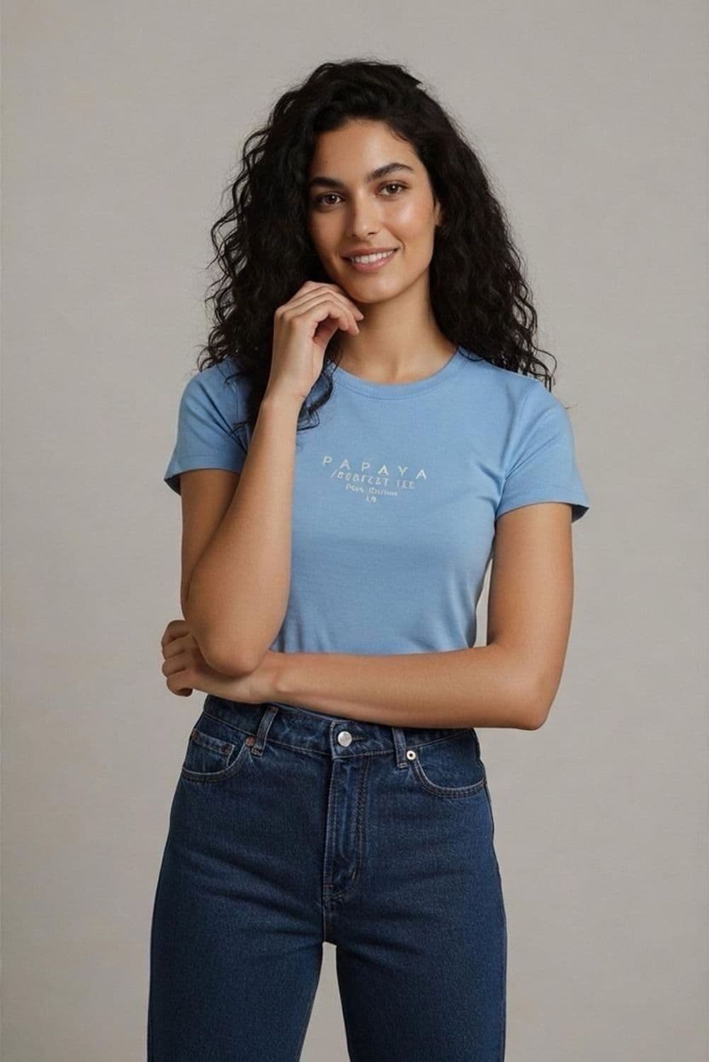 Papaya Perfect Tee Light Blue Cotton Long Sleeve Top - Size 10