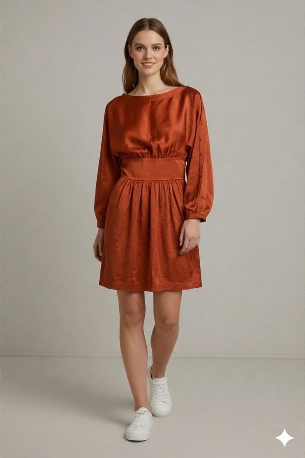 Hugo Boss Orange Silk Dress with Belt - Size S/M 1