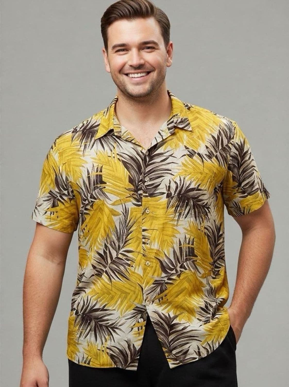 Vintage 90s Tropical Palm Leaf Print Shirt - Size 50 - Viscose Linen 1