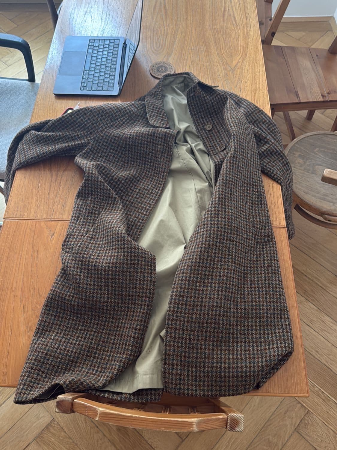 Brown & Grey Houndstooth Wool Blazer 2