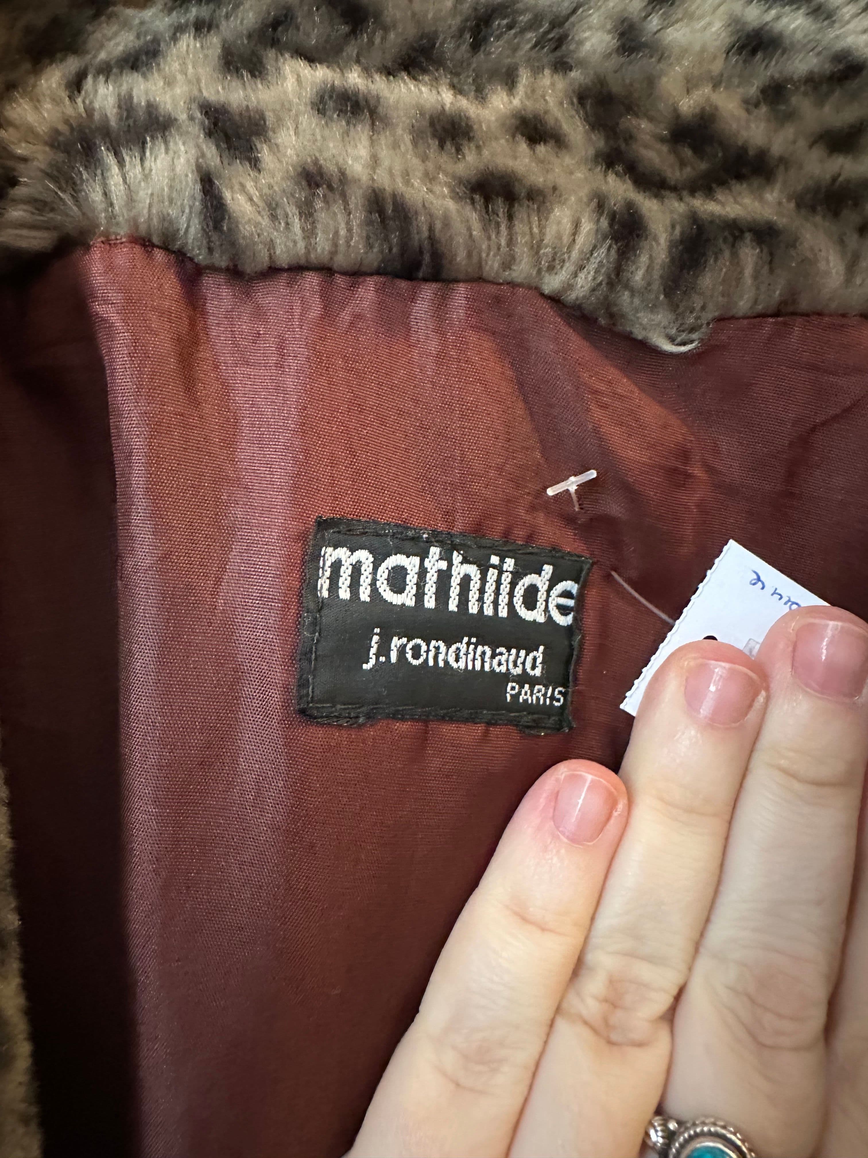 Vintage 80s Mathilde J.Rondinaud Paris Leopard Print Faux Fur Coat 3