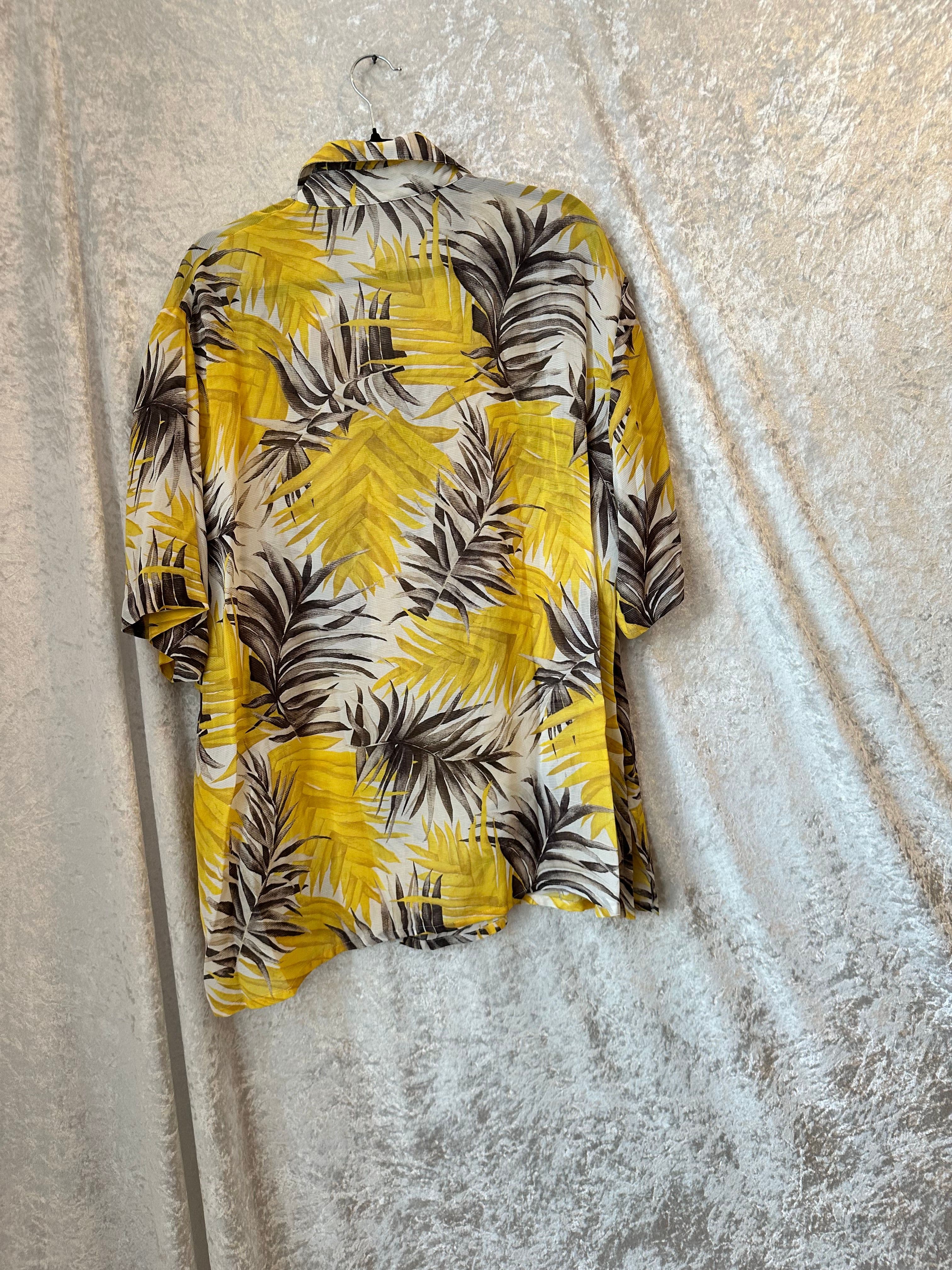 Vintage 90s Tropical Palm Leaf Print Shirt - Size 50 - Viscose Linen 4