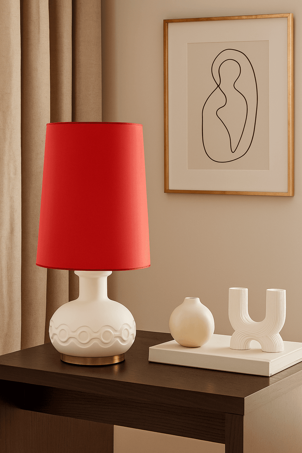 Vintage Tischlampe mit weißem Sockel und pinkem Schirm 1